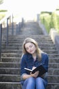 Teen Girl on Stairway Royalty Free Stock Photo