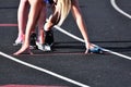 Teen Girl in the Starting Blocks Royalty Free Stock Photo