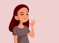 Teen Girl Waving Hello Vector Cartoon Illustration