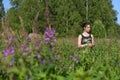 Teen girl in the willow tea Royalty Free Stock Photo