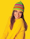 Teen girl in yellow winter clothes Royalty Free Stock Photo