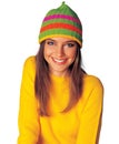 Teen girl in yellow winter clothes Royalty Free Stock Photo