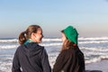 Teen Girls Laugh Beach Waves