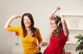 Teen girls listening to music