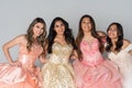 4 Teen Girls At A Quinceanera Royalty Free Stock Photo