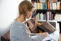 Teen girls working on a laptop Royalty Free Stock Photo