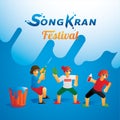 Teen group dancing in Songkran festival