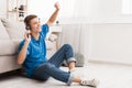 Teen guy listening to music and dancing Royalty Free Stock Photo