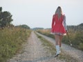 Teen Majorette Girl Twirling Baton Outdoors Royalty Free Stock Photo