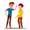 Teen Male Conflict Of Young People, Fight, Violence Vector. Isolated Illustration Royalty Free Stock Photo