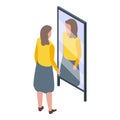 Teen mirror look problems icon, isometric style