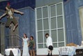 Teen plays Peter Pan in flight in a play