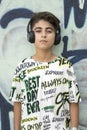 Teen portrait with earphones Royalty Free Stock Photo