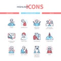 Teen problems - line design style icons set