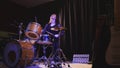 Teen rock music - Passionate dashing girl percussion drummer perform music break down