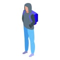 Teen school problems icon, isometric style