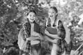 teen schoolgirls doing homework. Children using copybooks to study. Education and distance learning for kids Royalty Free Stock Photo