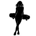 Teen skate silhouette. in action skatboarder shadow