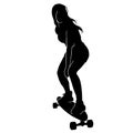 Teen skate silhouette. in action skatboarder shadow