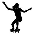 Teen skate silhouette. in action skatboarder shadow