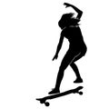 Teen skate silhouette. jumping skater shadow