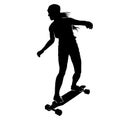 Teen skate silhouette. sliding skater shadow