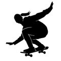 Teen skating silhouette. in action skatboarder shadow