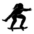 Teen skating silhouette. in action skatboarder shadow