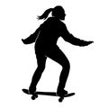 Teen skating silhouette. in action skatboarder shadow