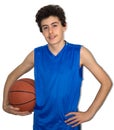 Teen sportsman playing basketball