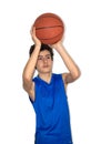 Teen sportsman playing basketball Royalty Free Stock Photo