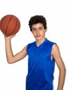 Teen sportsman playing basketball Royalty Free Stock Photo