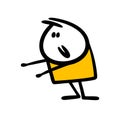 Teen stickman stretches out his arms and is ready to hug. Vector illustration of a friendly cute guy.