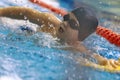 teen swims freestyle in the pool Royalty Free Stock Photo