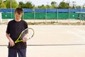 Teen tennis player lost Royalty Free Stock Photo