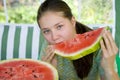 Teen with watermelon