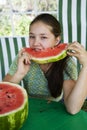 Teen with watermelon