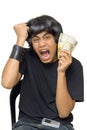 Teen waving cash Royalty Free Stock Photo
