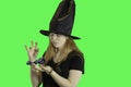 Teen witch green screen Royalty Free Stock Photo