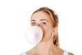 Teen woman blowing bubble gum Royalty Free Stock Photo