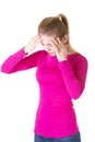 Teen woman with headache Royalty Free Stock Photo