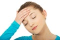 Teen woman with headache. Royalty Free Stock Photo