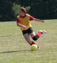 Teen Youth Soccer Ready to Kick Ball Royalty Free Stock Photo