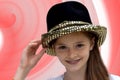 Teenage actress with luxury hat Royalty Free Stock Photo