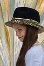 Teenage actress with luxury hat Royalty Free Stock Photo