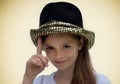 Teenage actress with luxury hat Royalty Free Stock Photo