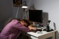 Teenage boy addicted to computer. Royalty Free Stock Photo