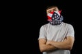 Teenage boy American Flag mask black background Royalty Free Stock Photo