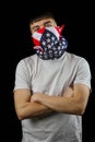 Teenage boy American Flag mask black background Royalty Free Stock Photo