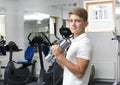 Teenage boy engaged in the gym Royalty Free Stock Photo